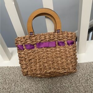 Purple Ribbon Woven Tote Bag